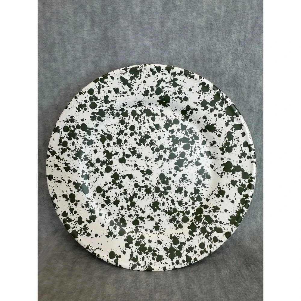 Bee & Willow‎ Melamine Splatter Plate Set White Green Dinnerware 10.5